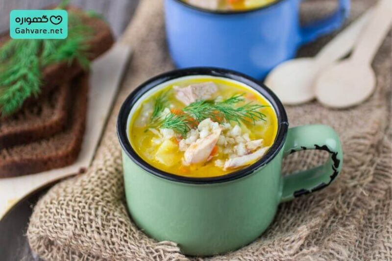 سوپ جو پرک با مرغ