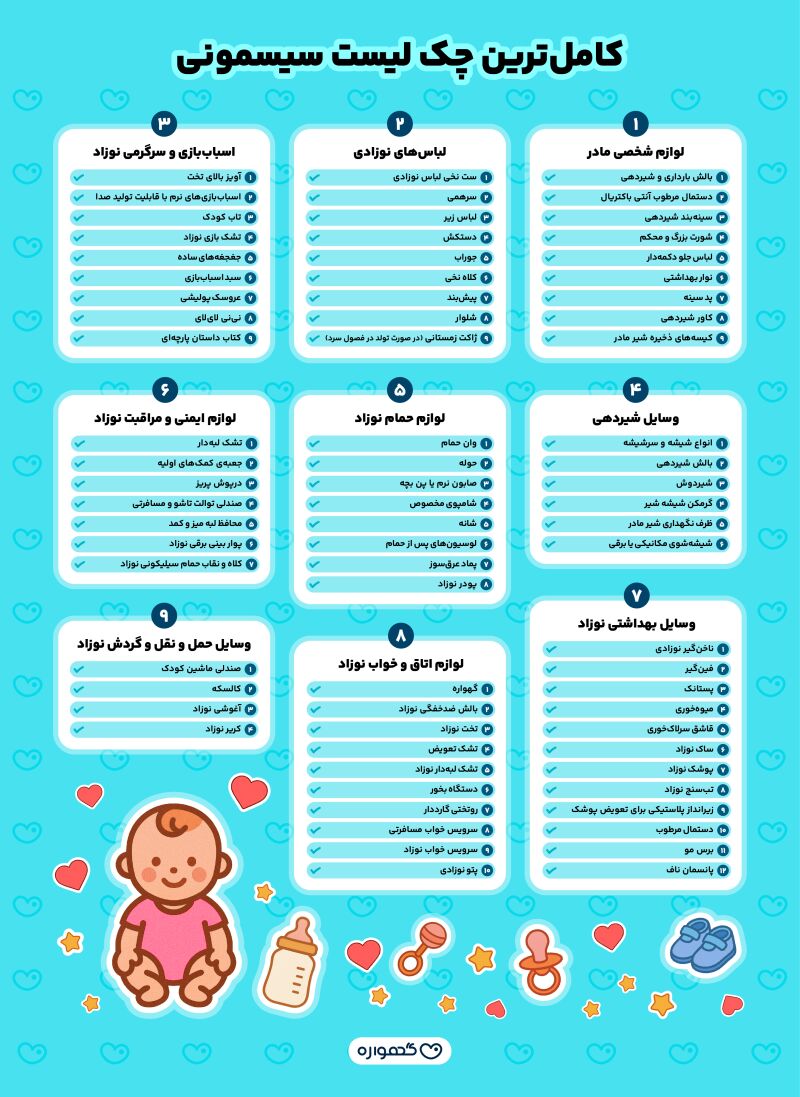 لیست سیسمونی نوزاد
